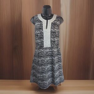 Tabitha Dress 6 Sheath Black White Gray Sleeveless Knit Pocket A-Line Schoolgirl